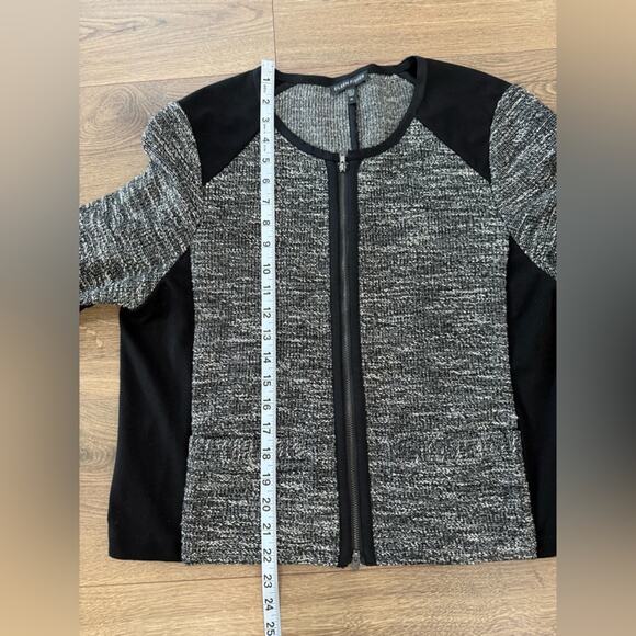 Eileen Fisher Black Tweed Zip Up Jacket With Ponte Knit Side Panels Size XL - Picture 14 of 14